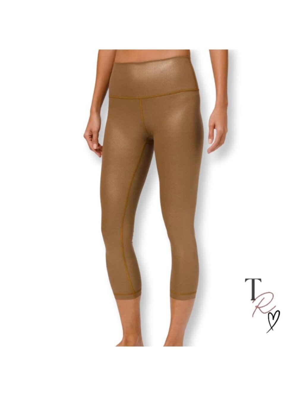 Lululemon Wunder Under High-Rise Crop 23” Shine Leggings in Gold Size 8